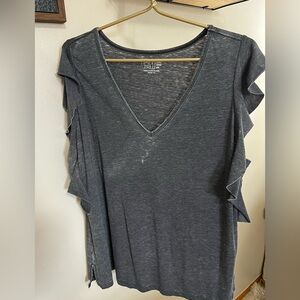 Time and Tru Gray Ruffled Sleeveless Blouse